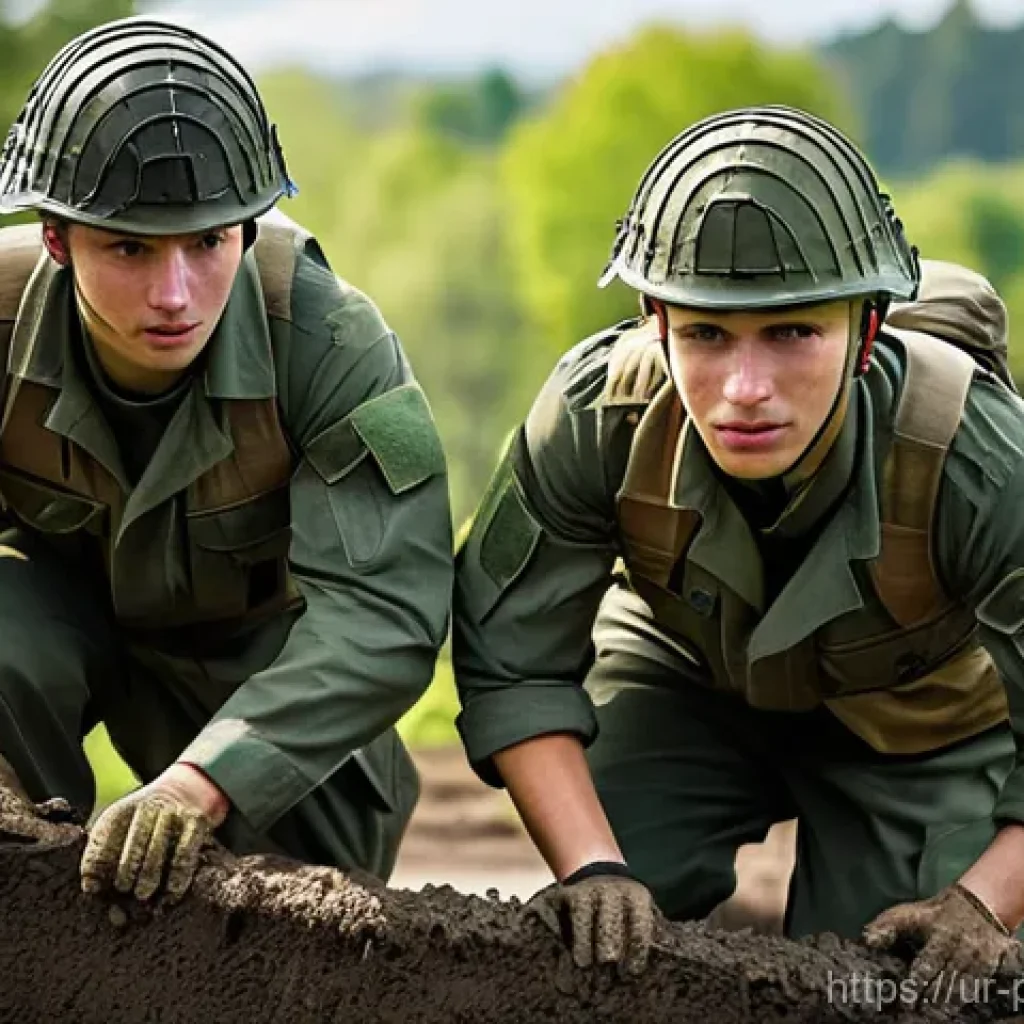 폴란드 군대 징병제 - **Prompt 1: Polish Youth in Military-Style Training**
"A group of diverse young Polish men, aged...