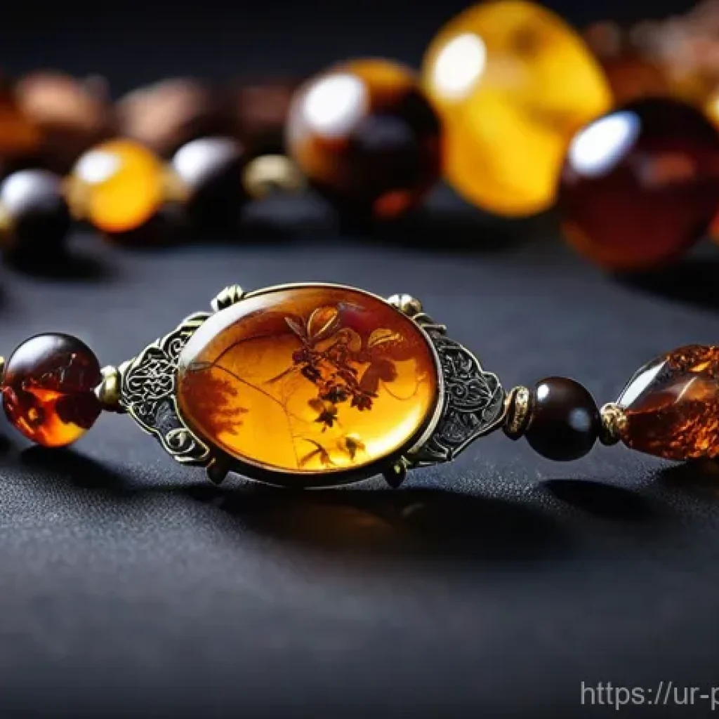 폴란드 기념품 리스트 - **Prompt 1: Captivating Baltic Amber Jewelry**
"A close-up, highly detailed shot of exquisite Ba...