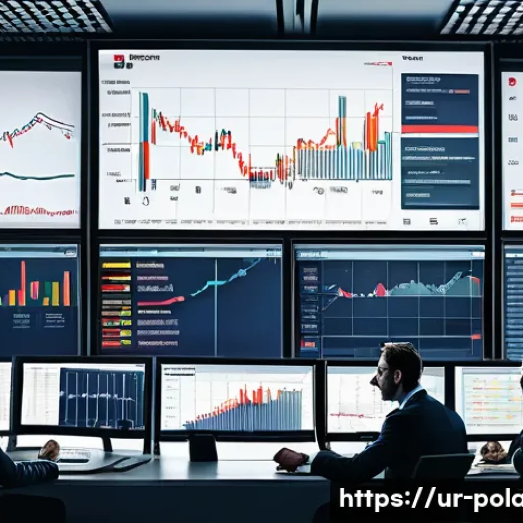 폴란드 환율 변동성 - A detailed illustration of a busy Polish currency exchange office in Warsaw during a financial crisi...