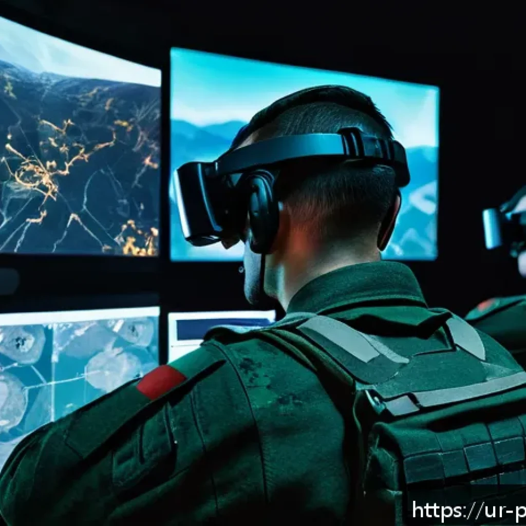 폴란드 국방 정책 - A highly detailed scene of a Polish military training center featuring soldiers using advanced virtu...