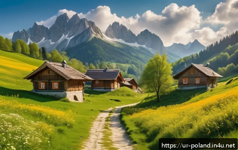 폴란드 도보 여행 추천 루트 - A serene springtime hiking trail in the Goral mountain valleys of southern Poland, featuring lush gr...