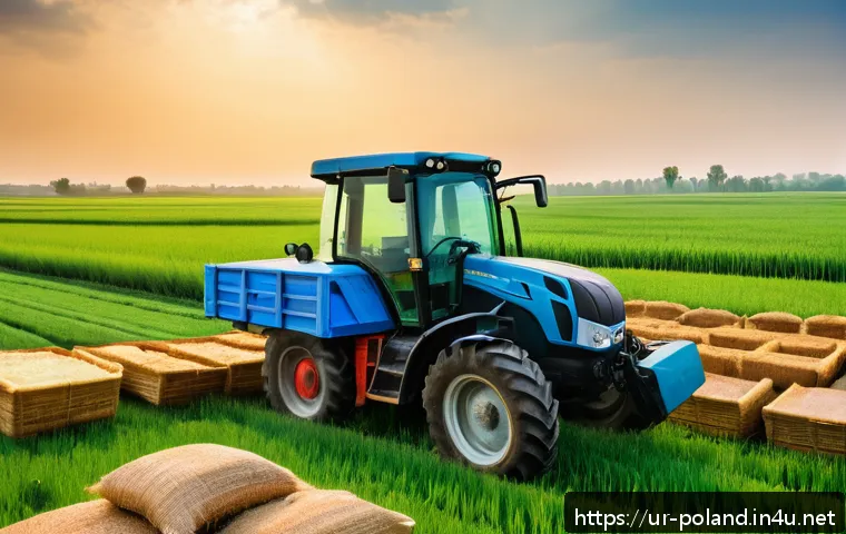 폴란드와 우크라이나 경제 협력 - A detailed image illustrating a modern agricultural collaboration between Poland and Ukraine, showca...