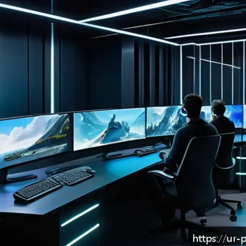 Home 17 폴란드 게임 산업 - A detailed digital artwork of a Polish game development studio’s creative team collaborating intense...