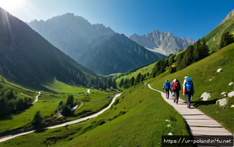 Home 30 자코파네 트레킹 코스 - Photorealistic wide-angle view of a scenic Zakopane trekking trail in the Tatra Mountains, a Pakista...